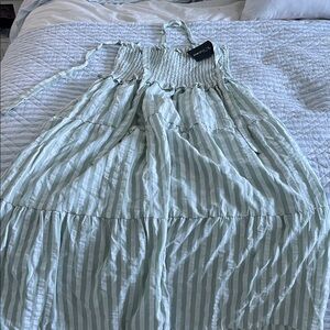 Elegant Mint Striped Casual Dress